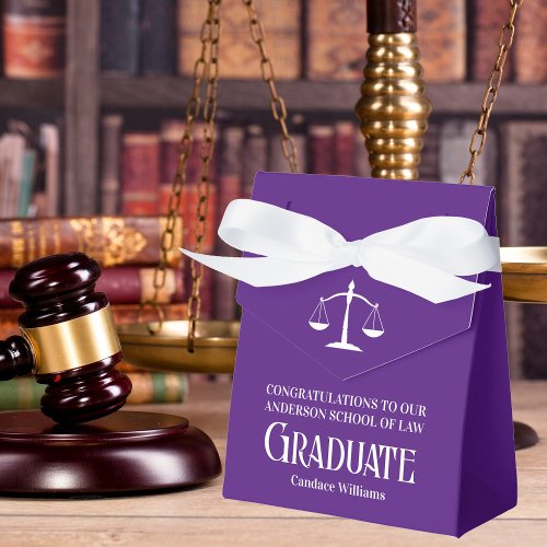 Purple White Law School Custom Graduation Party Favor Boxes