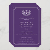 Purple/White Law School Graduation Announcement (Front/Back)