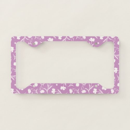 Purple White Liberty Floral Pattern Elegant Pop License Plate Frame