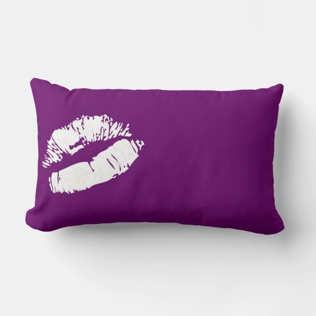 Purple white lip smooch decorative pillow (Front)