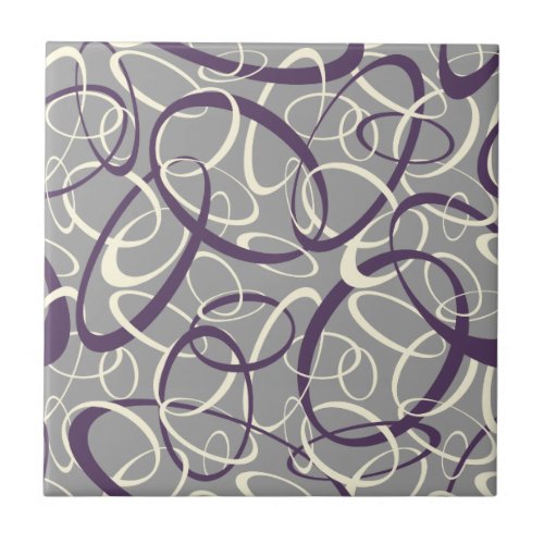 purple white loops on gray geometric pattern ceramic tile