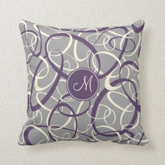 purple white loops on gray geometric pattern throw pillow