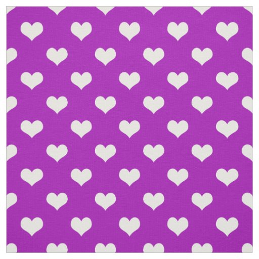 Purple White Love Heart Pattern Design  Fabric