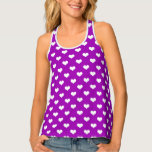 Purple White Love Heart Pattern Design  Tank Top<br><div class="desc">White Love Heart Shapes Geometric illustrations on a Purple Background seamless repeat pattern Design</div>
