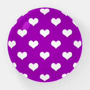 Purple White Lovely Hearts Design Paperweight