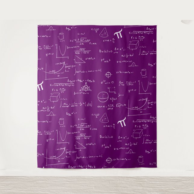 Purple White Mathematic Formulas Equations Tapestry (Front)