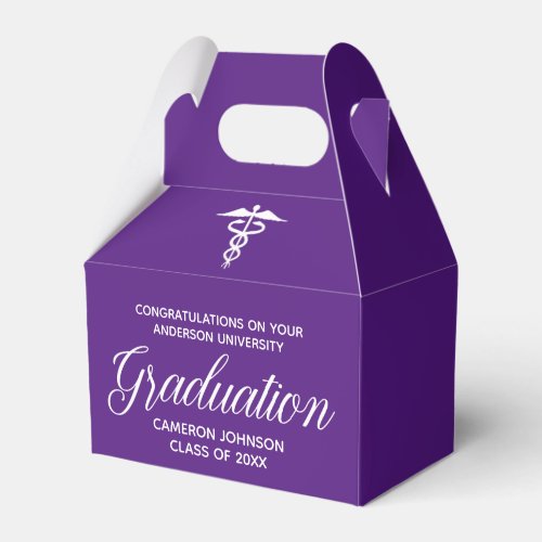 Purple White Medical School Graduation Party Favor Boxes