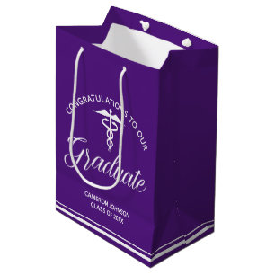 Purple White Medical School Graduation Party Medium Gift Bag