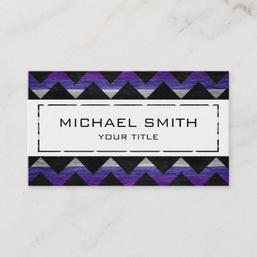 Purple White Modern Chevron Pattern Business Card