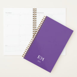 Purple White Monogram Add Your Initials &amp; The Year Planner