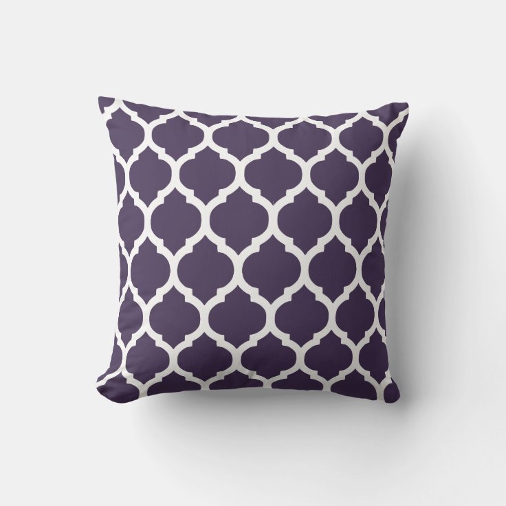 Purple & White Moroccan Lattice Throw Pillow Zazzle