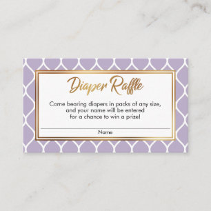 Purple & White Ogee w/ Gold Diaper Raffle Tickets Enclosure Card