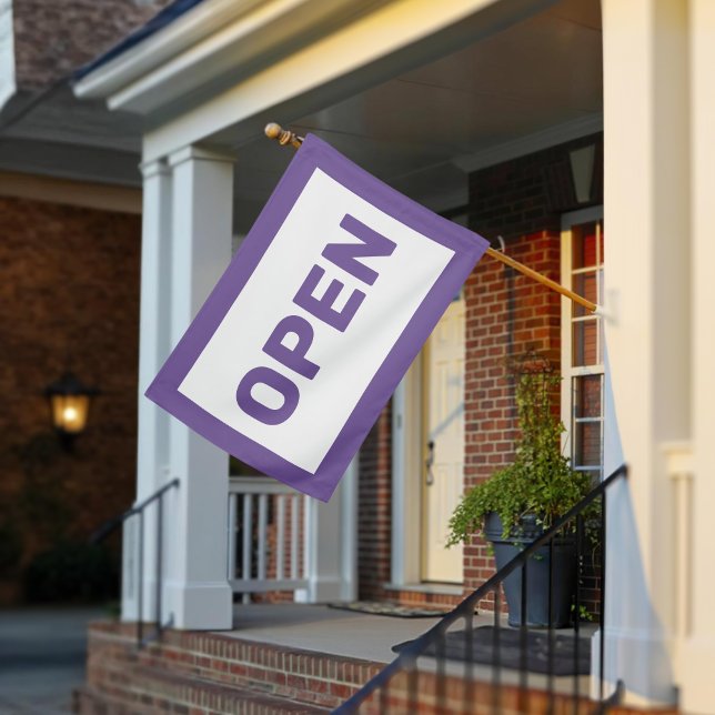 Purple & White Open Business Advertising Banner House Flag (Creator Uploaded)