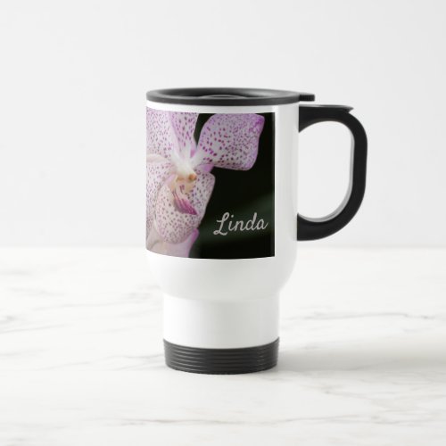 Purple White Orchid Travel Mug