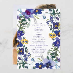 Purple & White Orchid Watercolor Floral Wedding Invitation