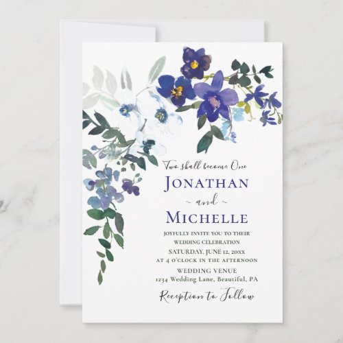 Purple White Orchids Floral Christian Wedding Invitation