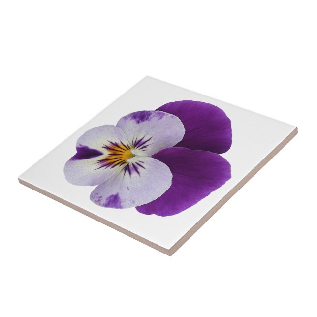Purple white pansy cutout ceramic tile (Side)