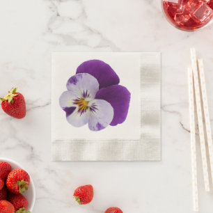 Purple white pansy cutout napkins