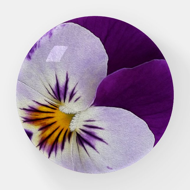 Purple white pansy cutout paperweight (Front)