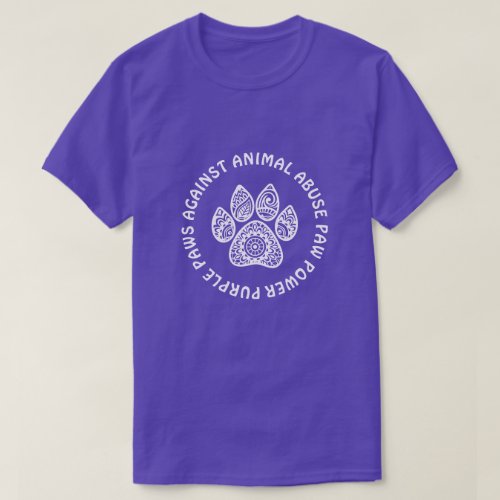 Purple White Paw Animal Abuse Awareness Unisex T_Shirt