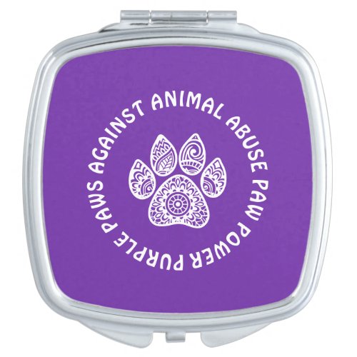 Purple  White Paw For Animal Abuse Awareness Compact Mirror