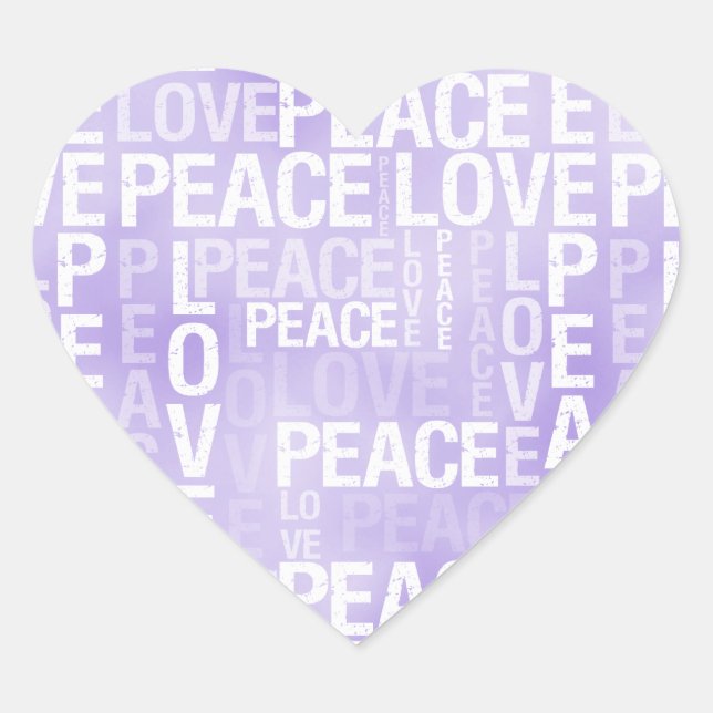 Purple White Peace Love              Heart Sticker (Front)