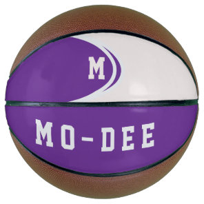 Purple White Personalized Basketball