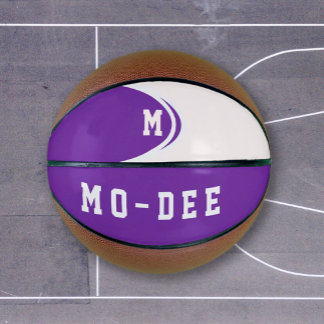 Purple White Personalized Basketball