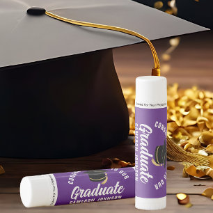 Purple White Personalized Graduation Party Lip Balm