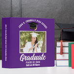 Purple White Personalized Graduation Photo Album 3 Ring Binder<br><div class="desc">This modern purple and white custom senior graduation photo album features your high school or college name for the class of 2024. Customize with your graduating year under the chic handwritten script and grad cap for a great personalized graduate binder keepsake gift. Fill with your photos or memorabilia. Add your...</div>