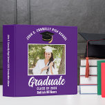 Purple White Personalized Graduation Photo Album 3 Ring Binder<br><div class="desc">This modern purple and white custom senior graduation photo album features your high school or college name for the class of 2026. Customize with your graduating year under the chic handwritten script and grad cap for a great personalized graduate binder keepsake gift. Fill with your photos or memorabilia. Add your...</div>