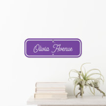 Purple & White Personalized Kids Name Street