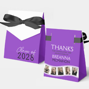 Purple & White Photo Collage Filmstrip Favor Box