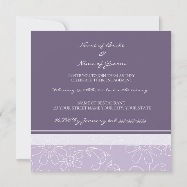 Purple White Photo Engagement Party Invitations (Front)