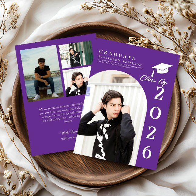 Purple & White Photo Graduation announcement (Creator Uploaded)