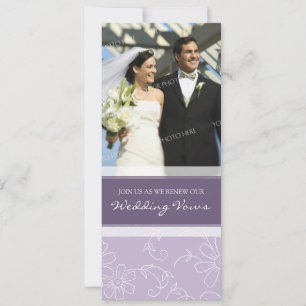 Purple White Photo Wedding Vow Renewal Invitations