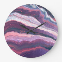 Purple White Pink Large Wall Clock
