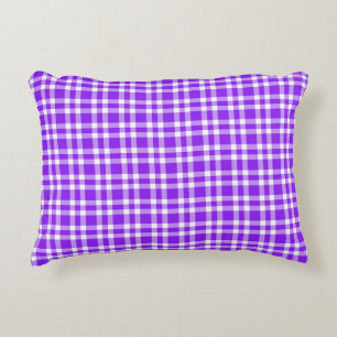 Purple White Plaid Pattern Accent Pillow