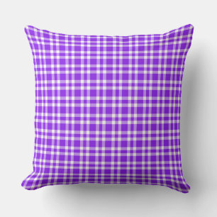Purple White Plaid Pattern Throw Pillow