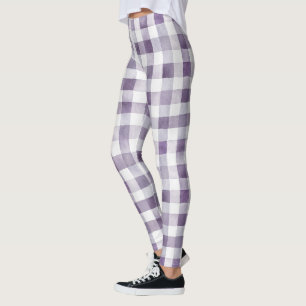 Purple White Plaid Stripes Leggings