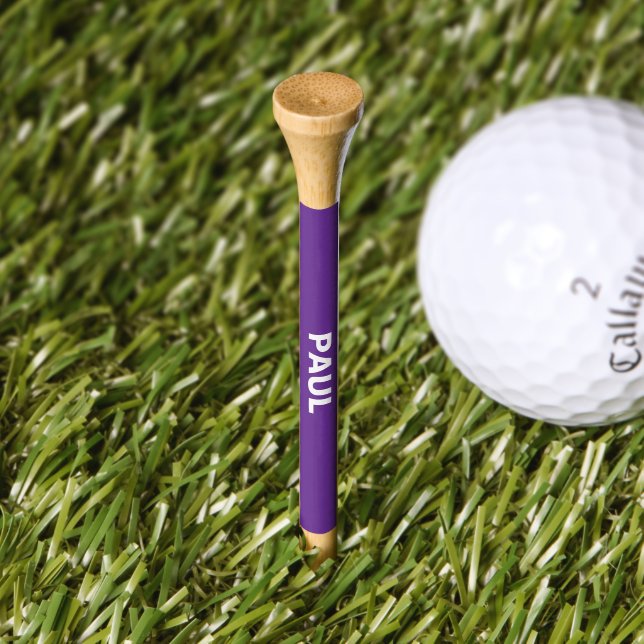 Purple White Player Name Golf Tees (Grass)
