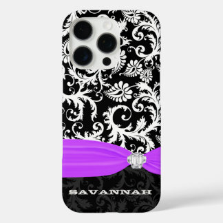 Purple White Plus Any Color Damask Printed Crystal iPhone 16 Pro Case