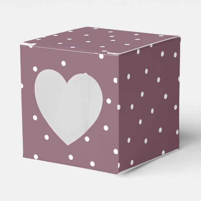 Purple white polka dot classic romantic weddding favor boxes (Front Side)
