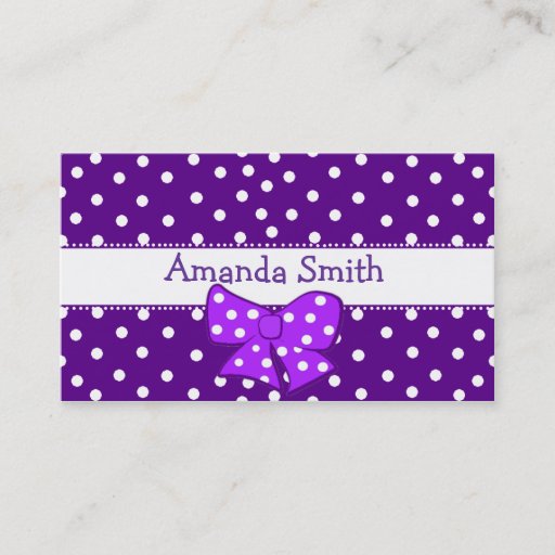 Customizable Purple &amp; White Polka Dot Girl's Play Date Card Business Card Template
