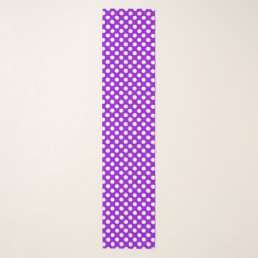 Purple White Polka Dot Pattern Chiffon Scarf