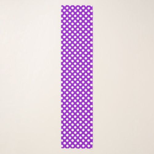 Purple White Polka Dot Pattern Chiffon Scarf