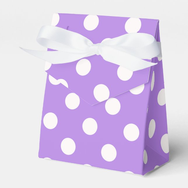Purple & White Polka Dots Birthday Party Favor Boxes (Front Side)