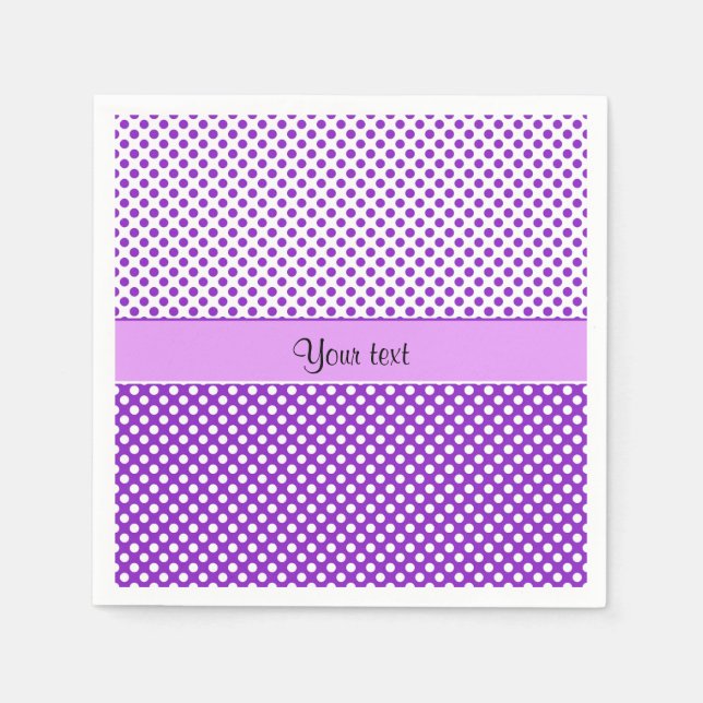 Purple & White Polka Dots Paper Napkins (Front)
