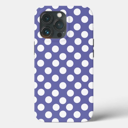 purple white polka dots periwinkle iPhone 13 pro case