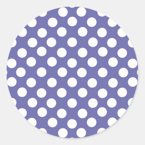 purple white polka dots periwinkle classic round sticker